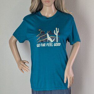 Smartwool T Shirt Unisex XS Green/Blue Graphic Moonlight Desert Merino Wool Tee